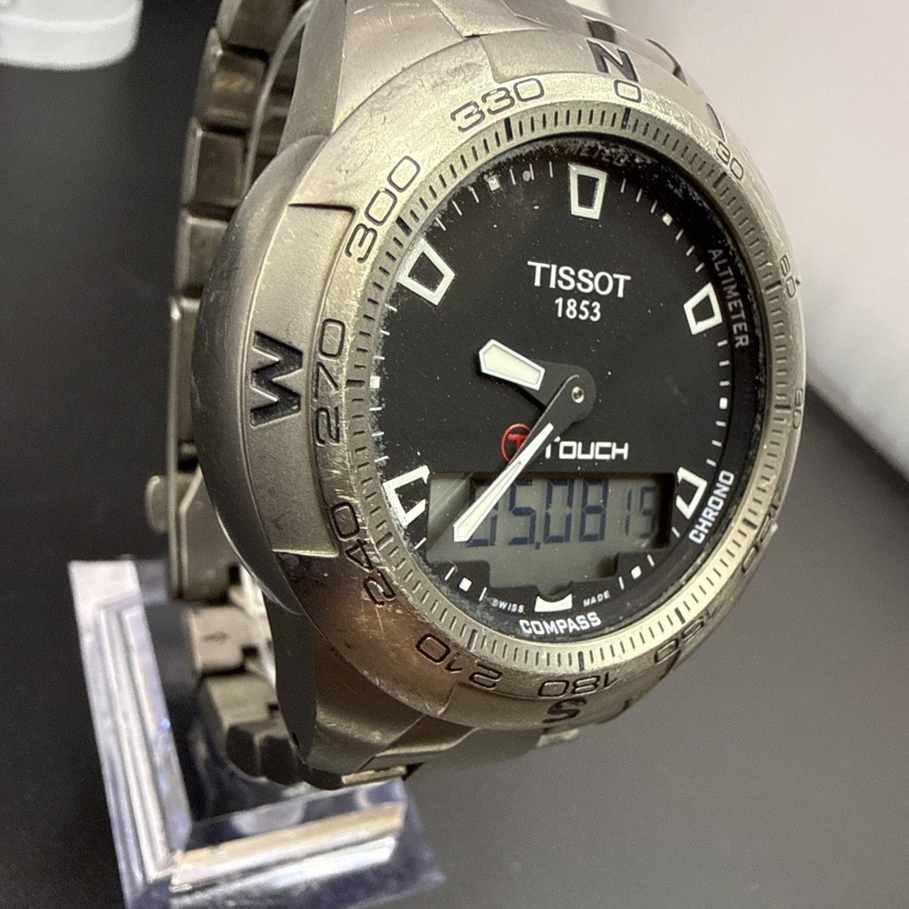 Tissot T-Touch Titanium Mens Watch New Battery Running Great $3 Shipping - Picture 2 of 12